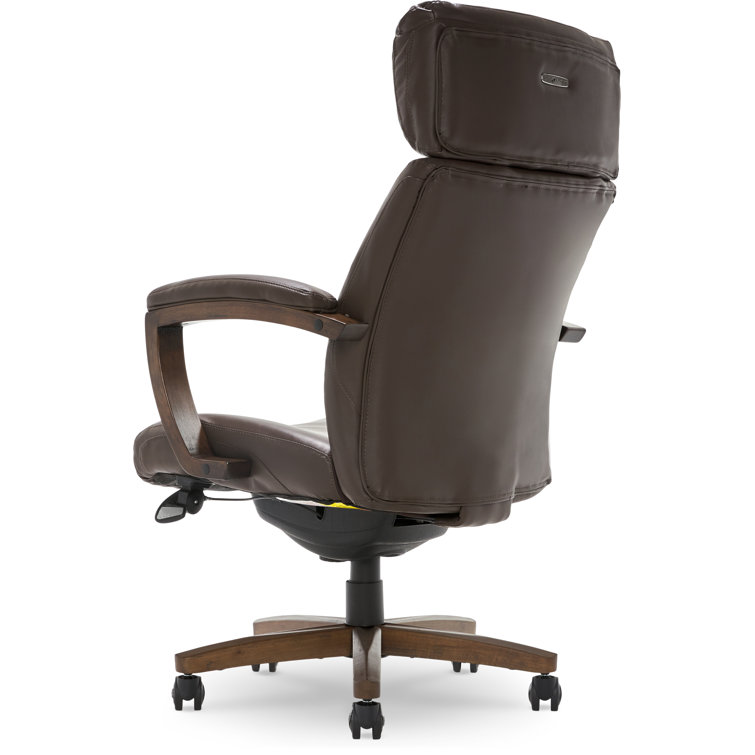 Greyson Modern Executive High Back Office Chair with Solid Wood Arms and Lumbar Support